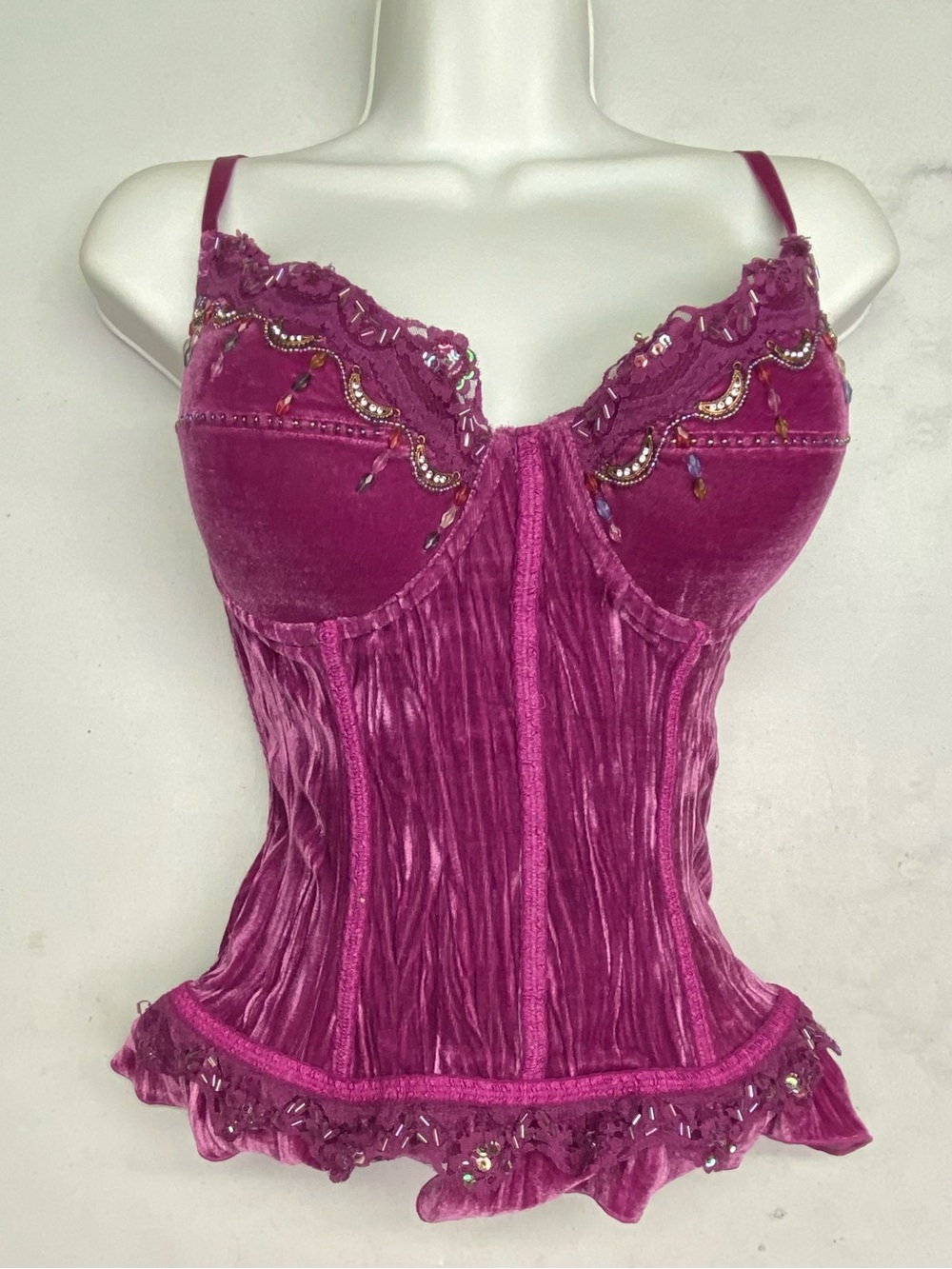 NWT LVR MAGENTA Velvet Corset, 36C, *P1088